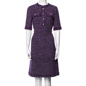 Rickie Freeman for Teri Jon Purple tweed Midi Dress
